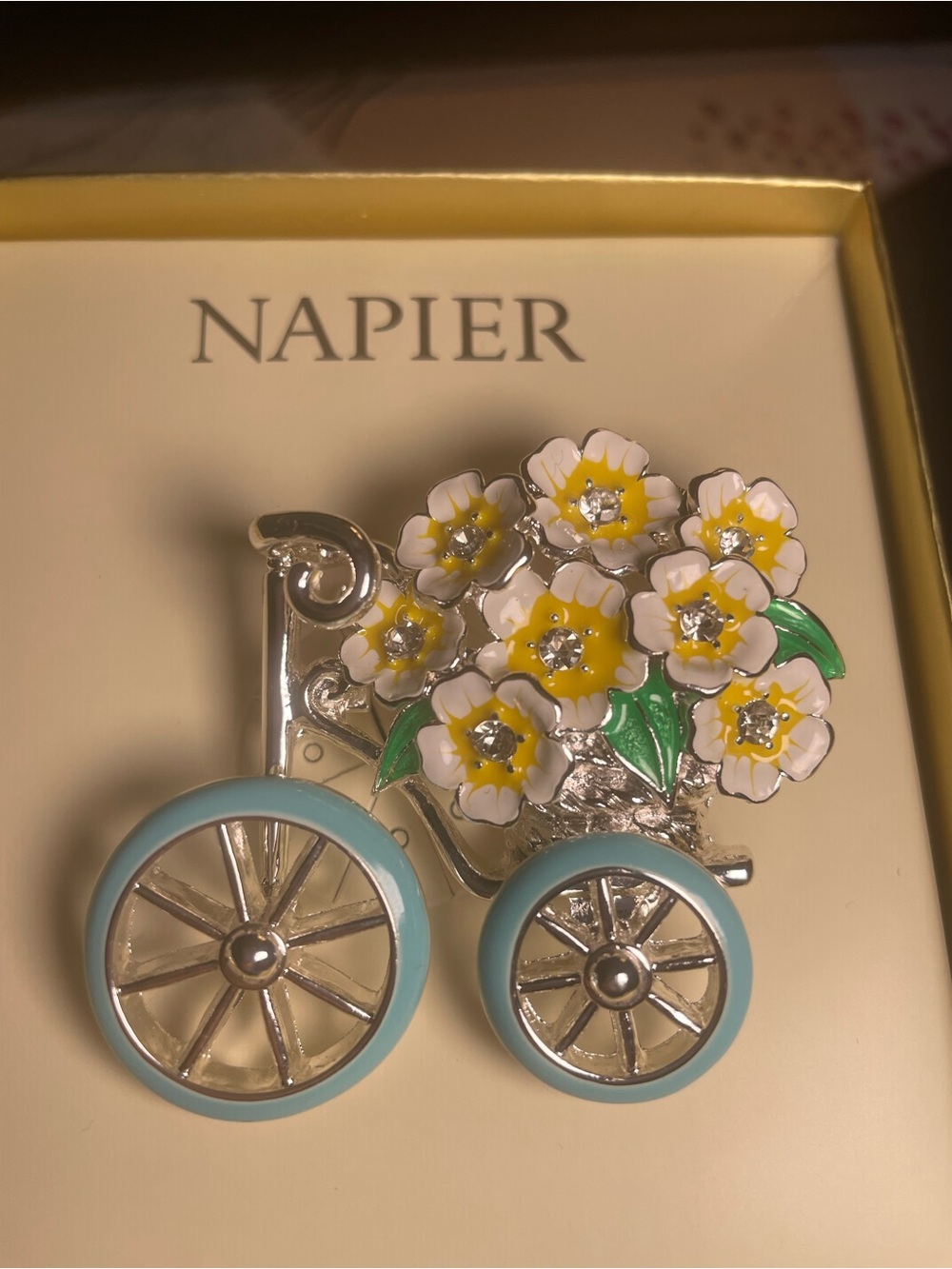 Napier Bicycle Flowers Pin Brooch New Gift Boxed